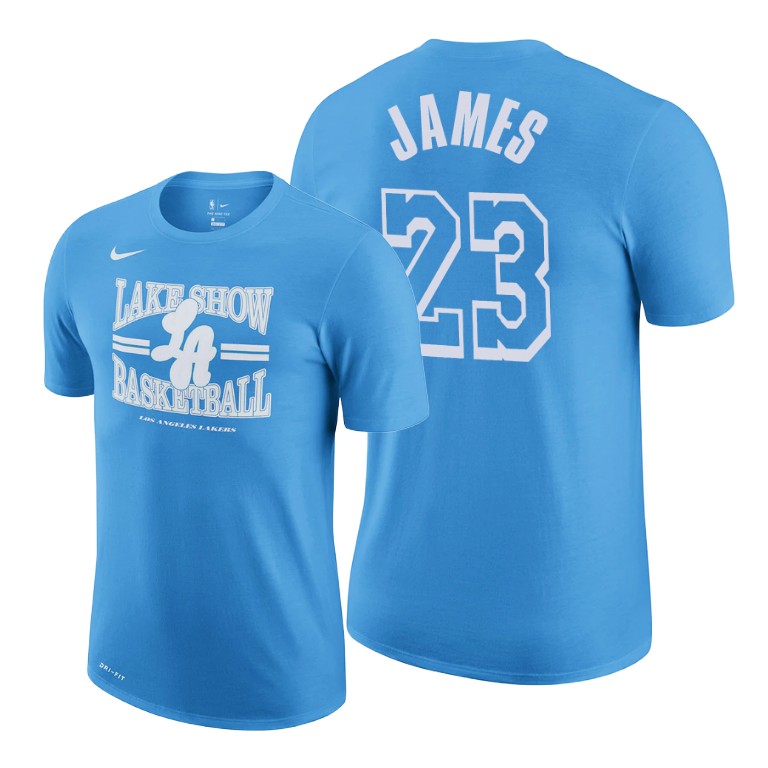Men's Los Angeles Lakers LeBron James #23 NBA 2020-21 City Edition Blue Basketball T-Shirt FYT5083JR